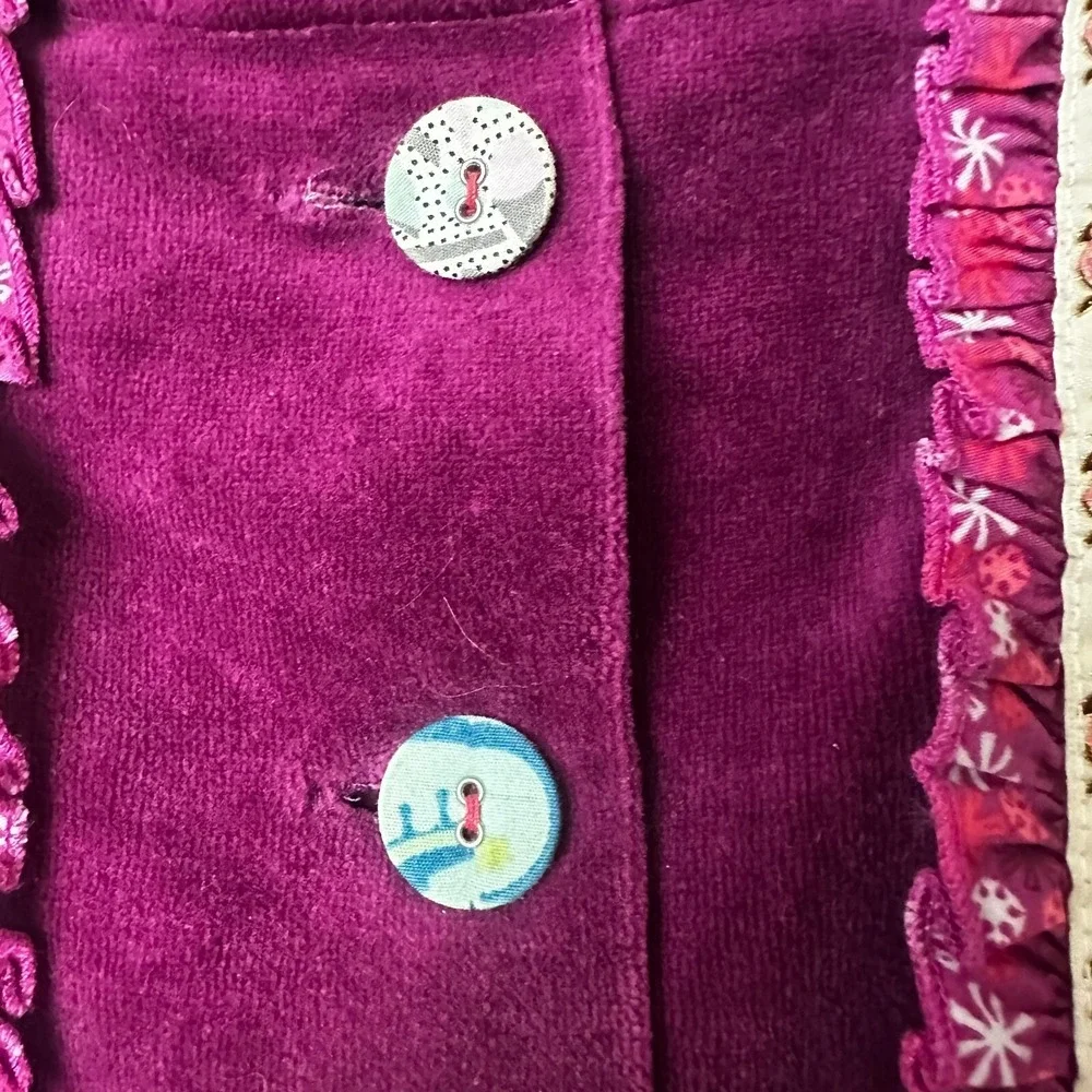 Matilda Jane Girls Purple Velour Peplum‎ Jacket Ruffle Floral Trim Size 8